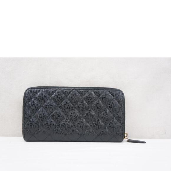 Chanel Black Quilted Caviar L-Gusset Zip-Around Wallet - Picture 2 of 11